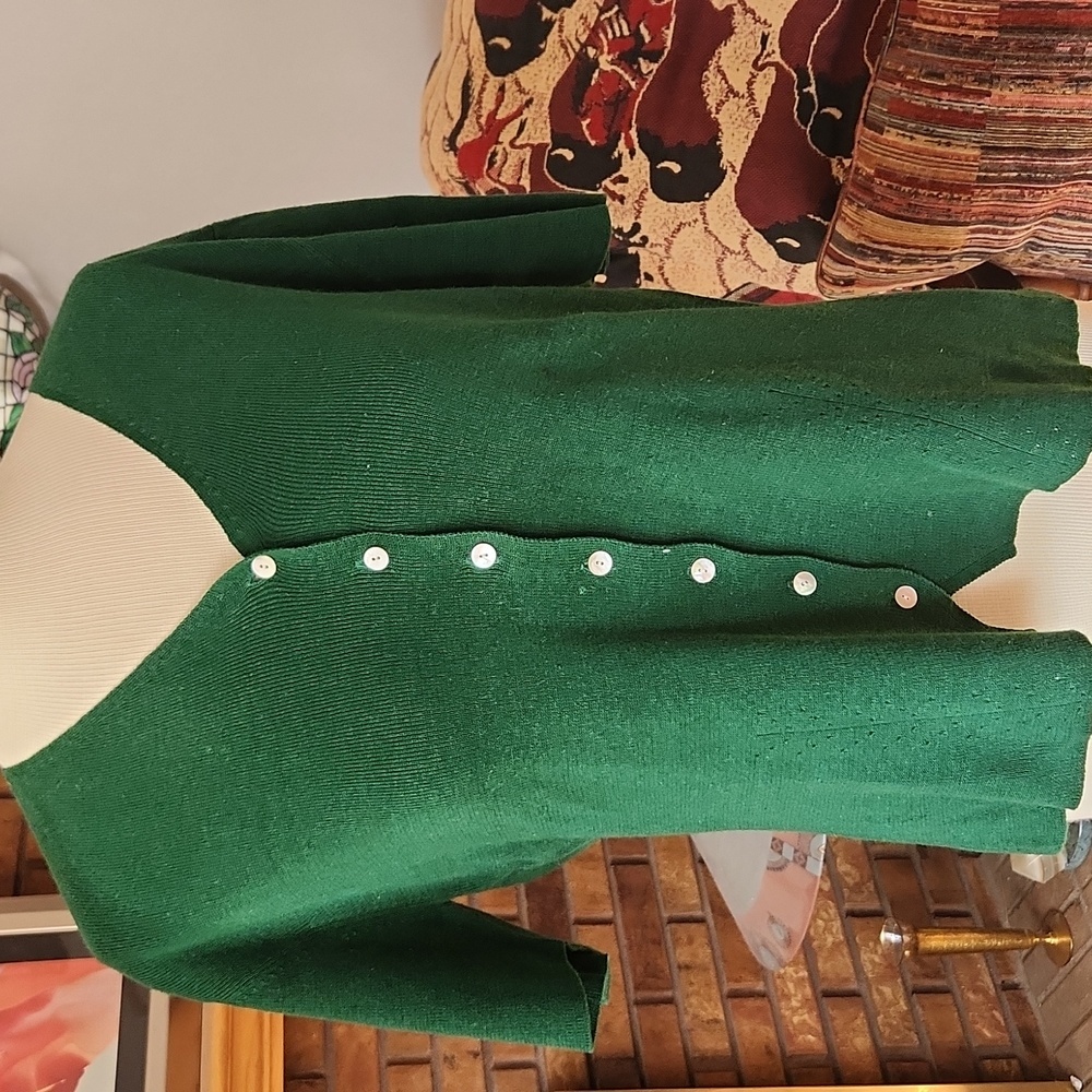 Designers Originals Studio vintage green short sleeve cardigan size XL Spring